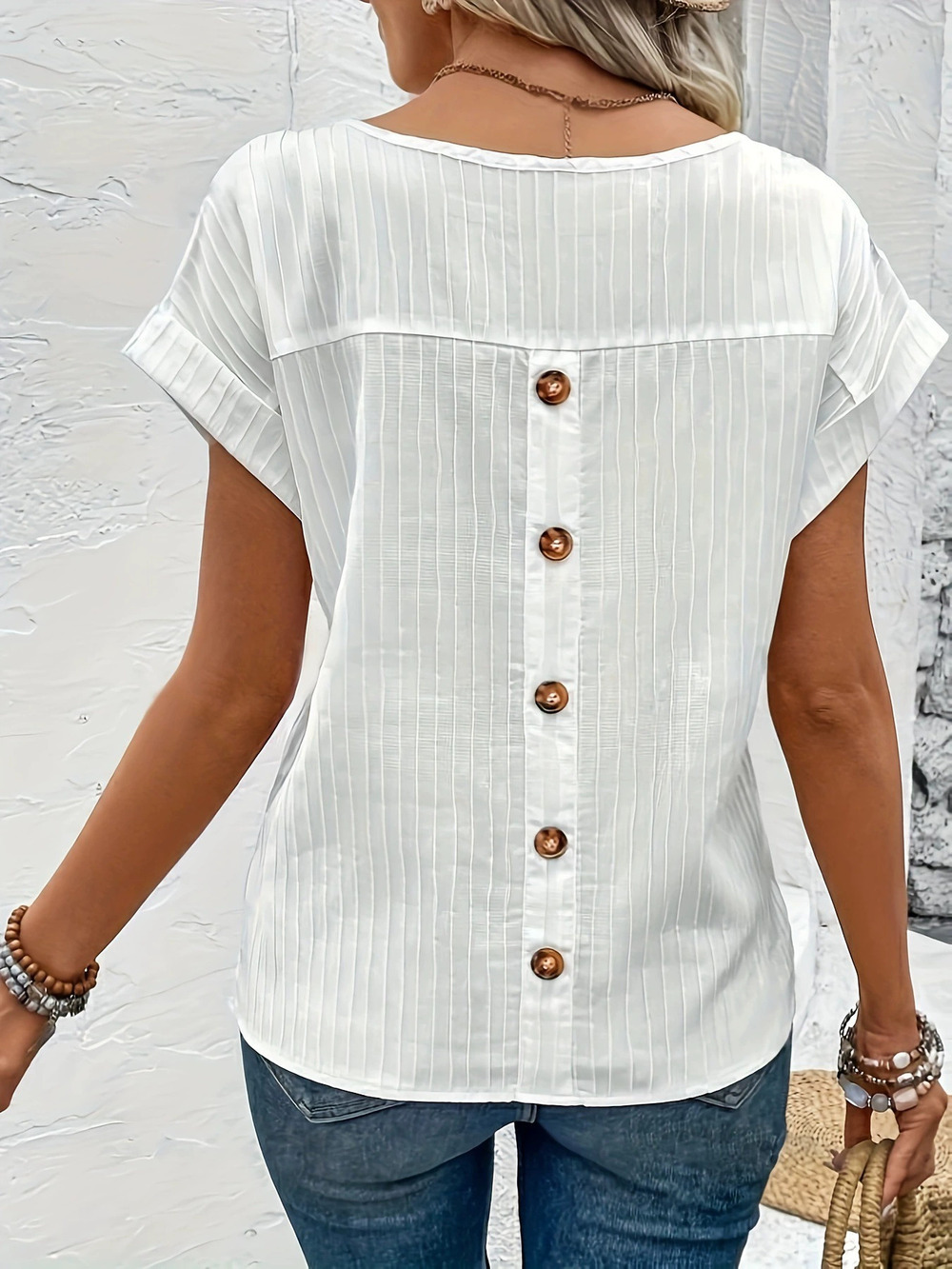 ZARA Elegant Back Button Blouse Summer Top Versatile Fashion